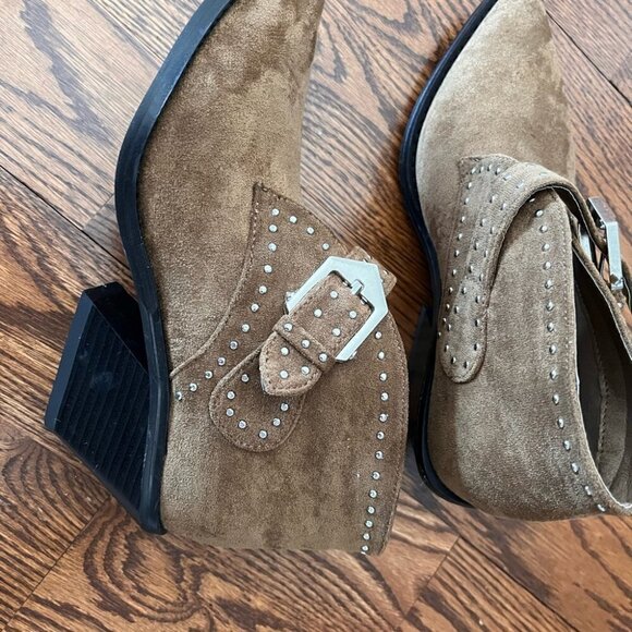 Dallas BY SEVEN Women's Faux SuedeStudded Brown Anti-Slip Ankle Booties Size 6 - Picture 5 of 6